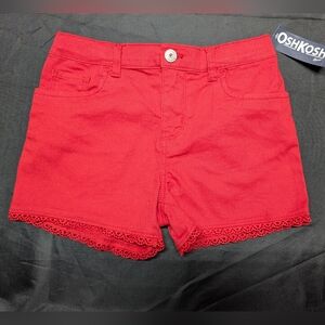 OshKosh B'gosh Red Girl's Shorts With Lace Trim